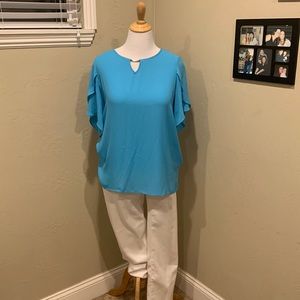Teal short sleeve blouse
